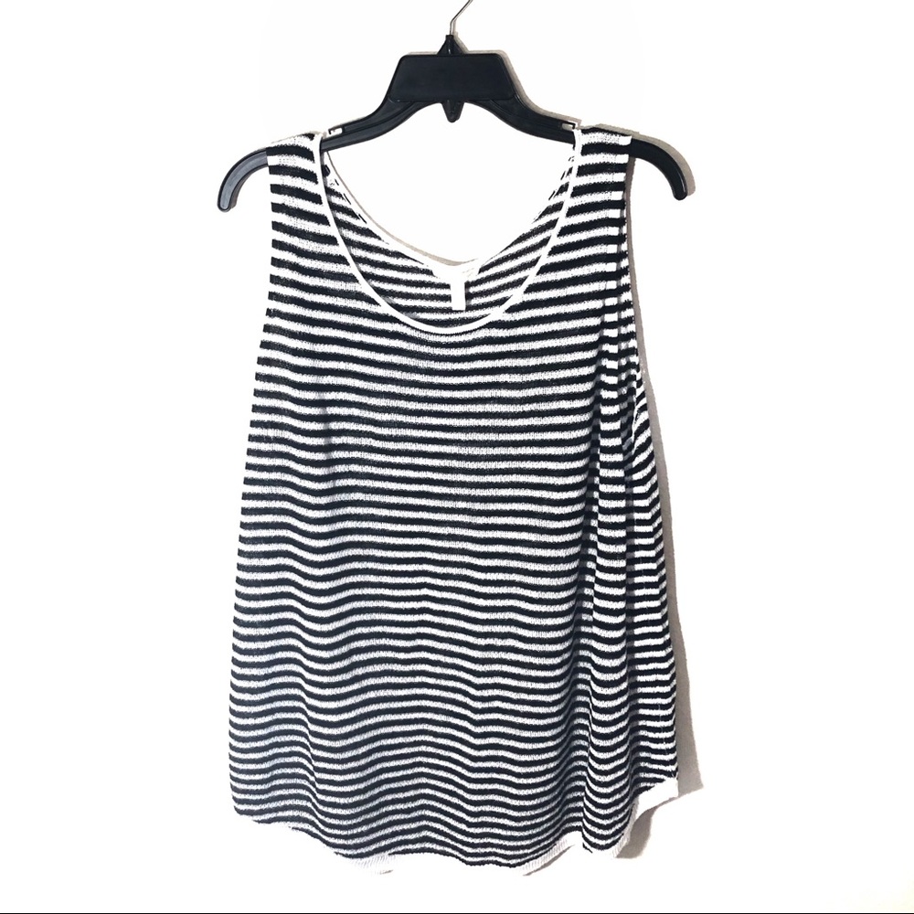 Eileen Fisher Striped Knit Organic Linen Tank Top